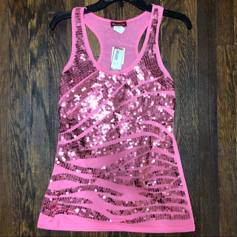 NWT Hot Pink Racerback Sequin Tank Top